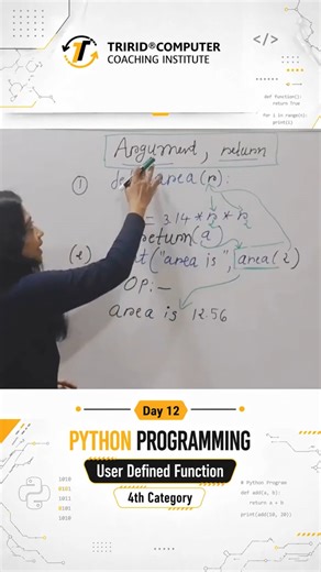 Day 12 Python Programming at TCCI - Userdefined Function 4th Category