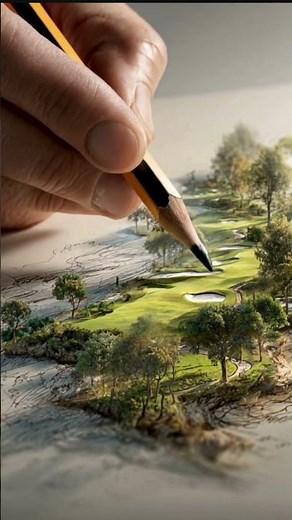 How to Draw a Simple 3D Landscape ✏️ | Easy Pencil Sketch Tutorial #sketch #art #3d