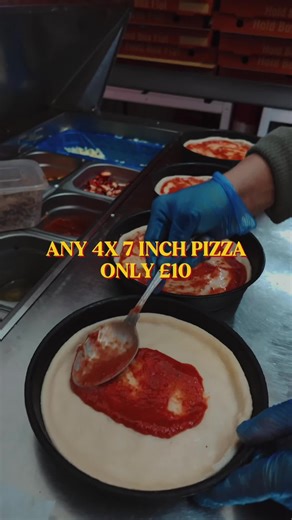 4x 7 Inch Pizza 🍕 Only £10. Best pizza Deal In East London PFC Espresso 📍 E3 3EW #foodlover #pizza #foodtok #friedchicken #london