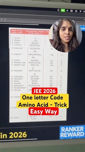 Amino Acid Easy Trick for One Letter Code | JEE 2026