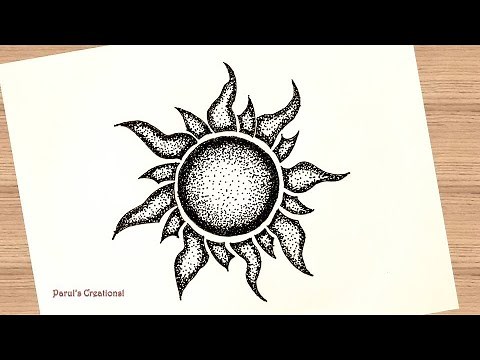 ♥Sun Stippling Art for Beginners | Easy stippling Tutorial♥
