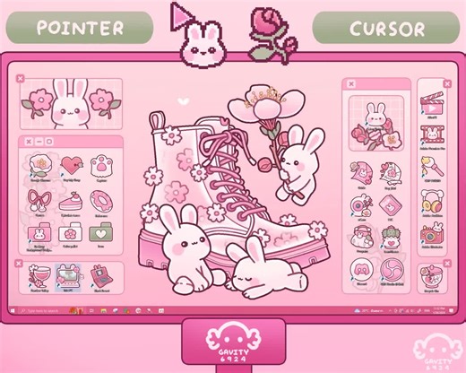 Windows/mac Bunny Sakura Desktop Wallpaper Organizer Set: Animated Folder Icons - Etsy