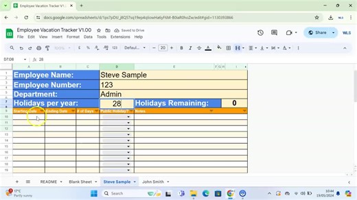 Ensemble de suivi des congés des employés : feuilles de calcul Google et formulaire PDF (téléchargement numérique) - Etsy France