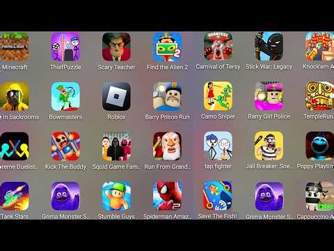 Minecraft,Roblox,Poppy Playtime 4,Grimace Monster Scary Survival,Bowmasters,Kick The Buddy......