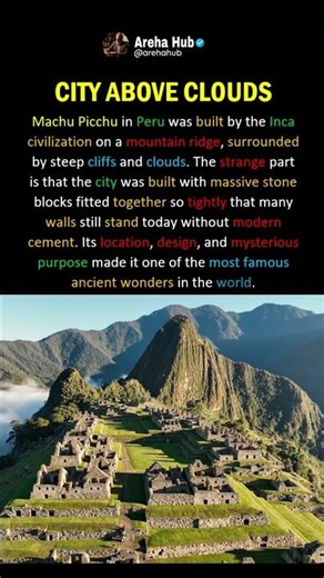 Machu Pichu city was build above the clouds #shorts