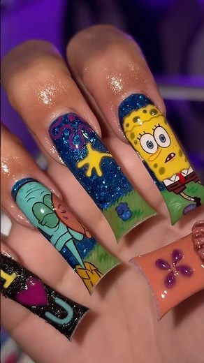 SpongeBob episode : Dying for Pie 🥧 #nails #spongebob #spongebobnailart #spongebobnails