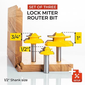 💡Tool #1 For Creating Strong And Reliable Joints 👉 Looking for the perfect tool to create strong and reliable joints in your woodworking projects? Our Set of 3 Lock Miter Router Bits delivers impeccable precision and unmatched joint strength, suitable for various wood thicknesses: ✨ Flawless Joints: Achieve perfect 90° and 180° angles effortlessly. 🔨 Versatile Woodworking: Ideal for furniture projects, carpentry, DIY, and intricate tasks. 🛠️ Durable Mastery: Designed for longevity, ensuring 