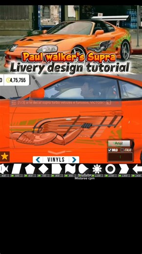 Paul Walker's Supra Livery design tutorial #carparkingmultiplayer #carparking