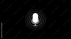 Voice recording podcast mic microphone icon animation. Audio microphone icon animation. radio wave of podcast microphone animation on the black background.