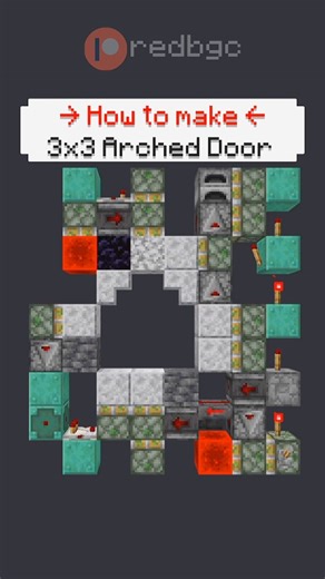 redbgc | Minecraft Redstone on Instagram: "Simple Tutorial 3x3 Arved Door in #Minecraft! Download our builds on: Patreon.com/redbgc Resource Pack: RedRefinedRs #redstone #minecraftmemes"