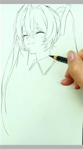 Drawing Cute Hatsune Miku With a Bright Smile! 💙✨ #anime #drawing #shorts