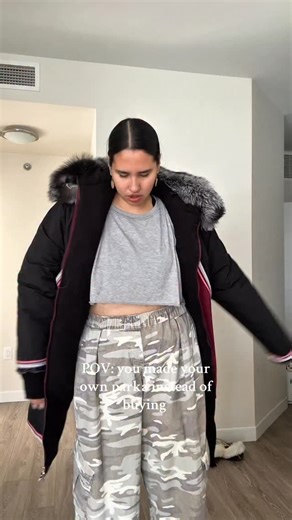 I have to make 3 more now 😋 #parka #handmade #native #jacket #indigenous #reels #traditional #winter | Indigenous_baddie