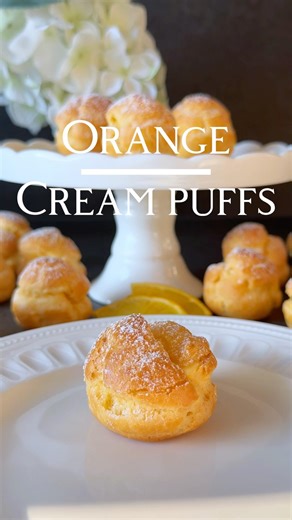 Ad | Orange Cream Puffs Recipe 🍊🤍 (in the Caption) #orange #cream #puffs