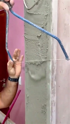 Precise Wall Plastering Using a Guide String for a Perfectly Straight and Even Finish #shorts