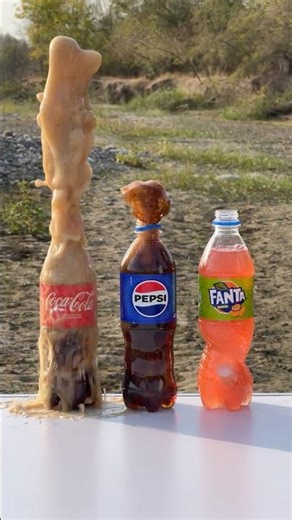 “Mentos in Pepsi, Cola and Fanta Who will explode the hardest” 🔥😱 #experiment #mentos