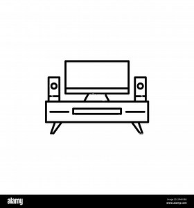 TV, home theater line icon, outline vector sign, linear style pictogram isolated on white. Symbol, logo illustration Stock Vector Image & Art - Alamy