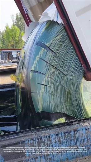 Asphalt transportation site: loading and unloading process from container to storage tank