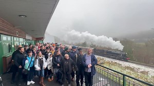 Around 100 heritage railway volunteers from across the UK came together at the Severn Valley Railway on Sunday 5 January, to launch Railway200, a celebration of the 200th anniversary of modern railways. Representatives from 15 UK heritage lines and locomotive owning groups assembled at the SVR’s Engine House at Highley, to witness the recently overhauled Stanier Mogul No 13268 as it passed shortly before 3pm, carrying a specially commissioned Railway 200 headboard and whistling loudly. It was th