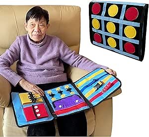 Sensory Blanket Alzheimers Activities Dementia Products for Elderly Fidget Blanket for Adults with Dementia Seniors Patients Sensory Pillow Autism Mental Stimulation Anxiety Relief (One Piece)
