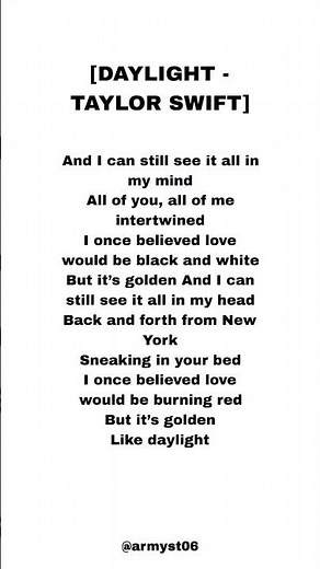 taylor swift - daylight (lyrics)