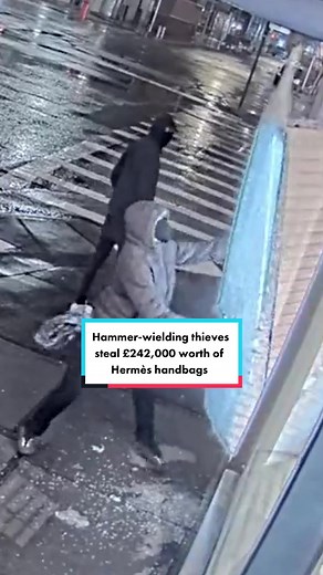 Hammer-wielding thieves steal £242,000 worth of Hermès handbags 🔨 👜 #hammer #thieves #steal #hermesbag #bag #theft #viral #viralvideo #viraltiktok #fyp #foryourpage #news #US