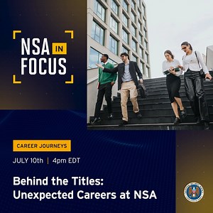 NSA is so big it’s like its own city, brimming with unique job roles that keep it running. Join us online to hear from a police officer, a medical professional and others about how they support the mission. Register to attend: https://bit.ly/3xg3Wqh. | NSA - National Security Agency