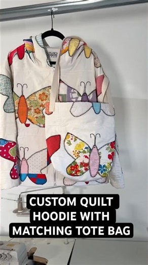 Custom quilt hoodie with matching tote bag #fashion #quilted #diy #quilting