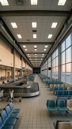 Quiet Airport Terminal at Eternal Sunrise