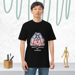 Bunny Rabbit T Shirt Men Premium Heavyweight Tee Cartoon Gift Dont Worry Be Hoppy - Etsy Israel
