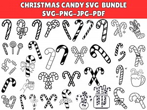 Candy Cane SVG Clipart, Christmas Peppermint Designs (digital Download) - Etsy