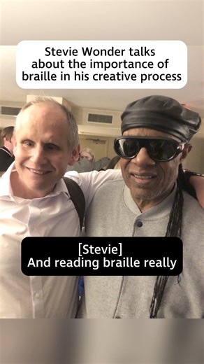 If you told us you had “RNIB Connect Radio talks to Stevie Wonder” on your 2024 bingo card a week ago, we’d have been… very superstitious 🔥 He spoke to our Dave Williams about the importance of braille in his creative process. [Video description: A photo of Dave Williams, who has white hair and is wearing a white shirt, with his arm around Stevie Wonder, who is wearing a black hat over long dreadlocks, big black sunglasses and a grey jacket. They are both smiling. Dave: Would you say you would 