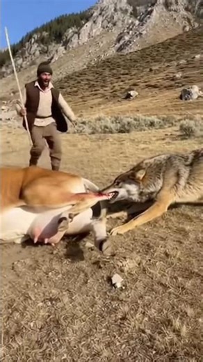 Wolf Attacks Cow — But the Shepherd Fights Back!