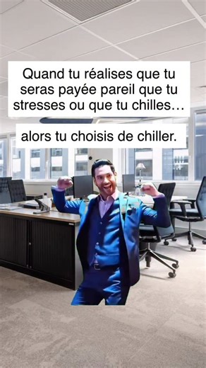 On rigole… mais c’est exactement ce que beaucoup de femmes vivent au travail 😅 Stress, pression, charge mentale… et au final, le même salaire, que tu te tues à la tâche ou que tu fasses juste le minimum vital. Et on t’a tellement conditionnée à “tenir bon” que tu oublies presque que tu as le droit de choisir autre chose. Une vie où ton énergie ne dépend pas d’un patron. Où tu ne stresses plus pour des choses qui ne t’appartiennent même pas. Où ton temps… t’appartient vraiment. C’est exactement 