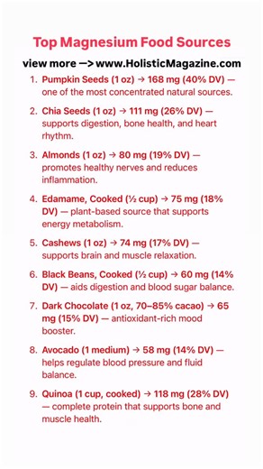 Top Magnesium Food Sources #holisticmagazine #holisticmagazine | Holistic Magazine