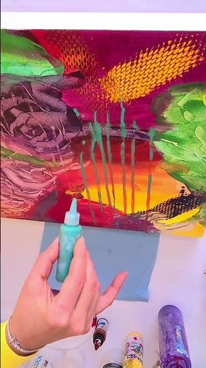 Add dripping paint effect to acrylic techniques on canvas| Drip Painting DIY #Shorts