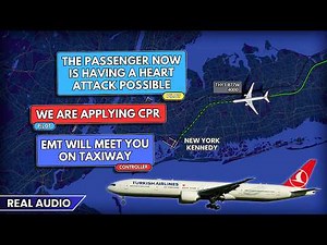 Pilots are trying to save the passenger’s life. Turkish Boeing 777 has to land ASAP at JFK. Real ATC