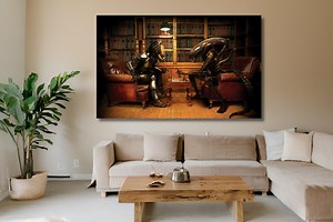 Alien Vs Predator Playing Chess Wall Art, Playing Chess Poster, Predator Canvas, Alien Canvas Wall Art, Gift Idea - Etsy UK