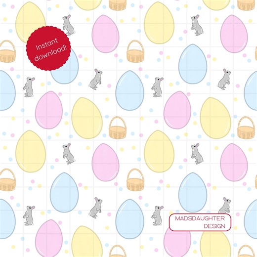 Easter Bunny and Basket Seamless Pattern Digital Download - Etsy