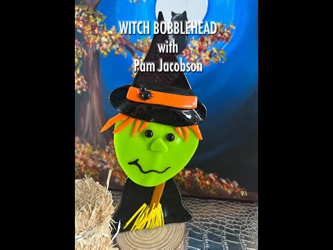 Fused Glass Witch Bobblehead by Pam Jacobson