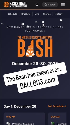 The 46th Annual Mike Lee Holiday Basketball Bash tips off on Friday at 9 am and it’s officially taken over Ball603.com. Enjoy the show! | Ball603
