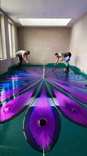 Peacock Feather Explosion Epoxy Floor transformation🔥😍🦚💥