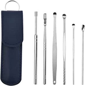 Innovative Spring Earwax Cleaner Tool Set - Spiral Design Stainless Steel Ear Picks, Ear Cleansing Tool Set, Ear Curette Cleaner, Ear Wax Removal Kit with Storage Box (C2) (A5)