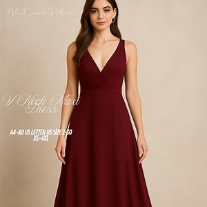 V-neck Maxi Dress Sewing Pattern: Prom, Bridesmaid, Ball Gown (XS-4XL) (digital Download) - Etsy