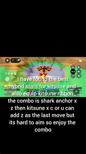 best kitsune hybrid stats and combo #roblox #bloxfurits#gamer
