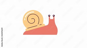 Slow snail crawling 2D character animation. Schnecke flat cartoon 4K video, transparent alpha channel. Invertebrate creature with spiral shell. Cute snail race animated animal on white background Stock Video