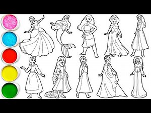 How to draw Princesses Disney - Cinderella, Ariel, Moana, Jasmine, Aurora, Belle, Rapunzel & others