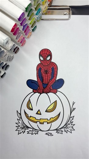 REVERSE Coloring SpiderMan Halloween🎃 #SpiderMan #halloween #reversecoloring #coloringtime #markers