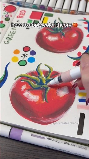 60s color theory tutorial 🍅 ft. Shuttle Art acrylic markers #colortheory #arttutorial