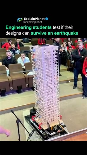 Invention Shark on Instagram: "Participants design earthquake-resistant buildings and test them against simulated seismic forces to determine which structures can truly endure. The goal is to drive innovation in earthquake-proof design, where every tremor becomes a lesson in resilience and precision. The model shown here is tested on an RTDG shake table, a device that replicates real earthquake movements. Widely used in civil engineering labs, these tables help students and professionals evaluat