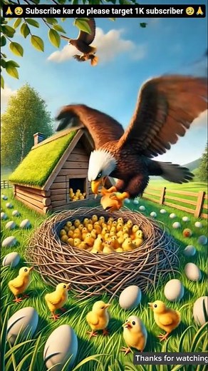 A Hawk Attacks... But This Chicken Fights Back!#Hawk#Chicken#AI#Cartoon#EpicShowdown#AnimationFun